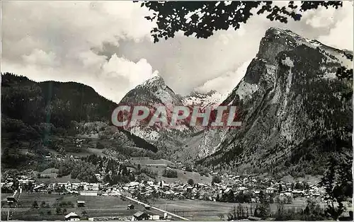 Moderne Karte Samoens (Haute Savoie) vue generale la POinte de Tuet et le Criou