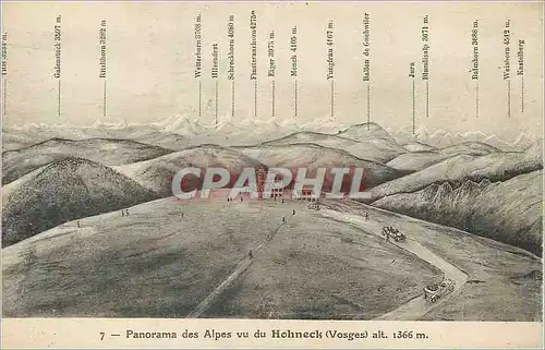 Cartes postales Panorama des Alpes vu du Hohneck (Vosges) alt 1366m