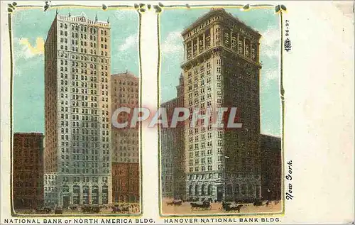 Cartes postales New york National Bank of North America Bldg Hanover National Bank Bldg