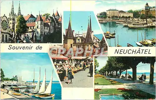 Cartes postales moderne Souvenir Neuchatel Bateaux