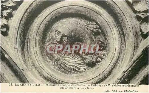 Cartes postales la Chaise Dieu Medaillon Sculpte des Stalles de l'Abbaye (XVe siecle) representant une Chimere a