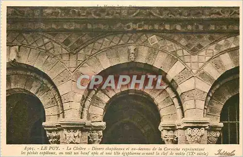 Cartes postales le Puy le Cloitre Divers Chapiteaux et au Dessous de la Corniche Representant les Peches Capitau