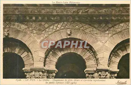 Cartes postales le Puy le Cloitre Chapiteaux de Styles Divers et Corniche Representant les Peches Capitaux (IXe