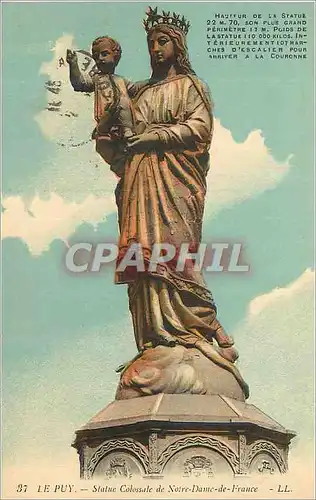 Cartes postales le Puy Statue Colossale de Notre Dame de France