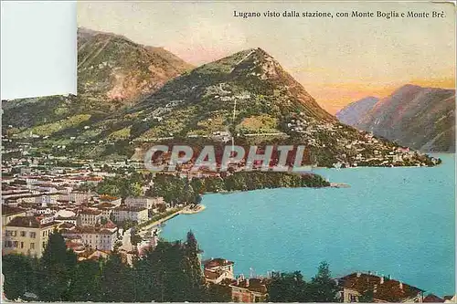 Cartes postales Lugano visto dalla stazione con monte boglia e monte bre