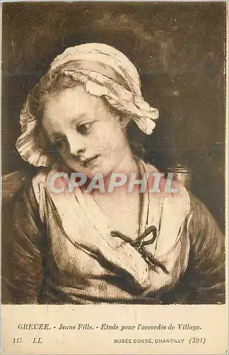 Cartes postales Greuze jeune fille etude pour l accrordee de village musee conde chantilly(391)