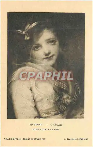 Cartes postales N 37 042 greuze jeune fille a la rose ville de paris musee cognaco jay