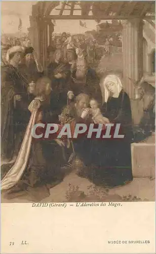 Cartes postales David (gerard) l adoration des mages Musee de Bruxelles