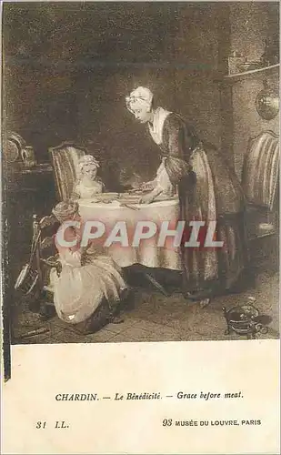 Cartes postales Chardin le benedicite grace before meat 93 musee du louvre paris