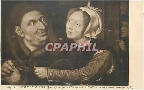 Ansichtskarte AK 163 ecole de massys (quentin) jeune fille agacent un viellard musee roval d anvers(566)