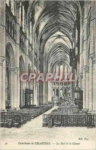 Cartes postales 30 cathedrale de chartres la nef et le choeur