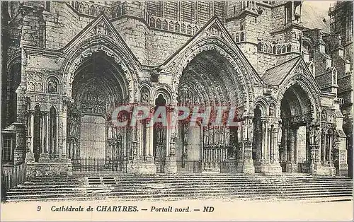 Cartes postales 9 cathedrale de chartres portail nord
