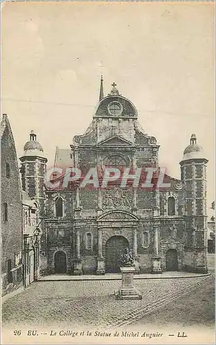 Cartes postales 26 eu le college et la statue de michel anguier