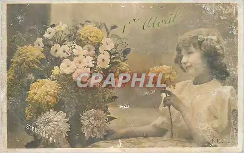 Cartes postales Enfant Fleurs