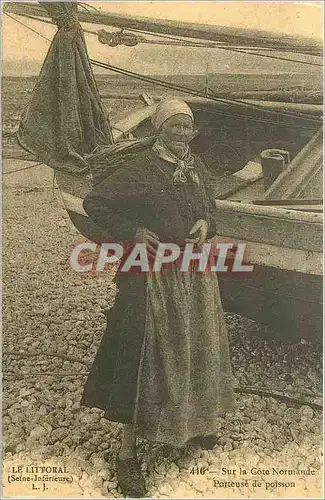 Cartes postales Le littoral (seine inferieure) 416 sur la cote normande porteuse de poisson