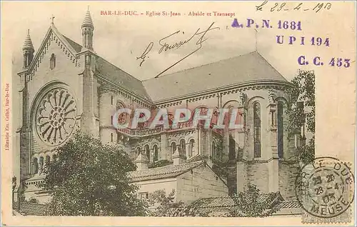 Cartes postales Bar le duc eglise st jean abside et transept