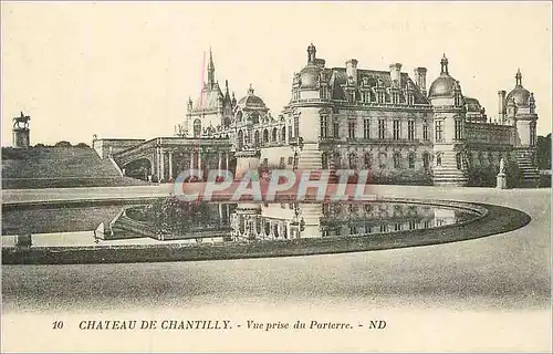 Cartes postales 10 chateau de chantilly vue prise du parterre