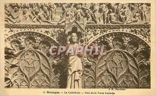 Cartes postales 8 bourges la cathedrale haut de la porte centrale