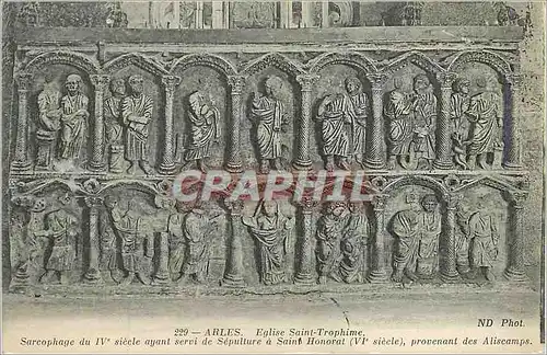 Cartes postales 229 arles eglise saint trophine sarcophage du vi siecle ayant servi de sepulture a saint honorat