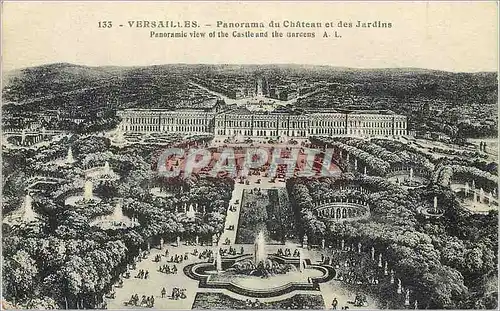 Cartes postales 133 versailles panorama du chateau et des jardins