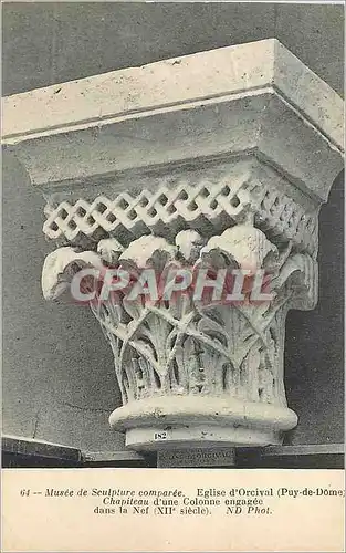 Cartes postales 64 musee de sculture comparee eglise d orcival(puy de dome) chapiteau d une colonne engagee dans