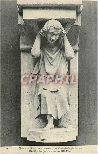 Cartes postales 1118 musee de scultoure comparee cathedrale de reims cariatide(xiii siecle)