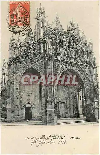 Cartes postales 22 alencon grand portail de la cathedrale