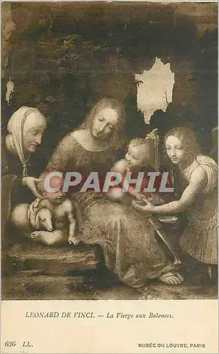 Cartes postales Leonard de vinci la vierge aux balances musee du louvre paris