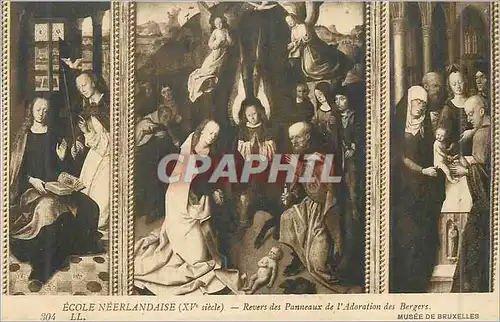 Cartes postales Ecole neerlandaise(xv siecle) revers des panneaux de l adoration des bergers musee de bruxelles