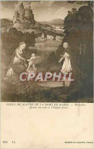 Ansichtskarte AK Ecole du maitre de la mort de marie religieux offrant son coeur a l enfant jesus musee de louvre
