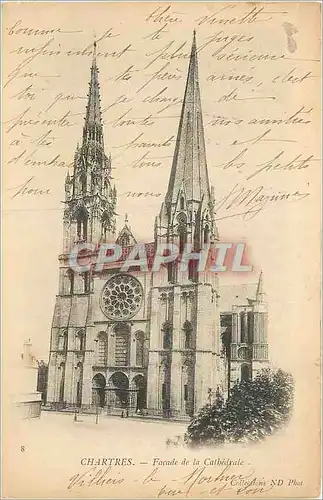 Cartes postales Chartres facade de la cathedrale (carte 1900)