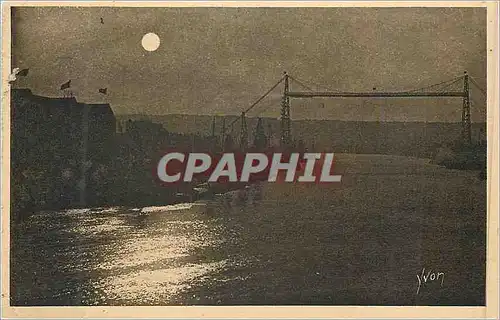 Cartes postales La douce france rouen le pont transbordeur au clair de lune