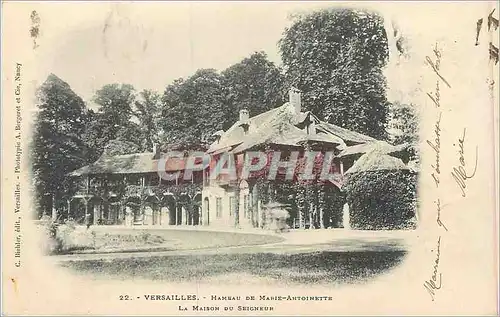 Cartes postales 22 versailles hameau de marie antoinette la maison du seigneur (carte 1900)