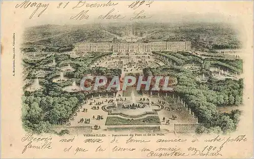 Cartes postales Versailles panorama du parc et de la ville