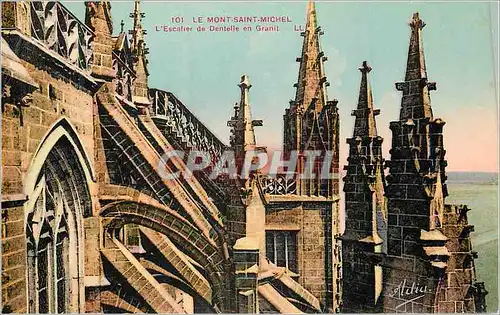 Cartes postales 101 le mont saint michel l escalier de dentelle en granit