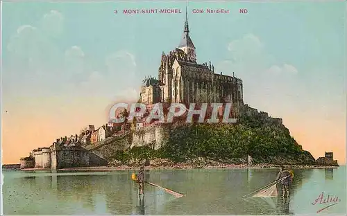 Cartes postales 3 mont saint michel cote nord est Peche