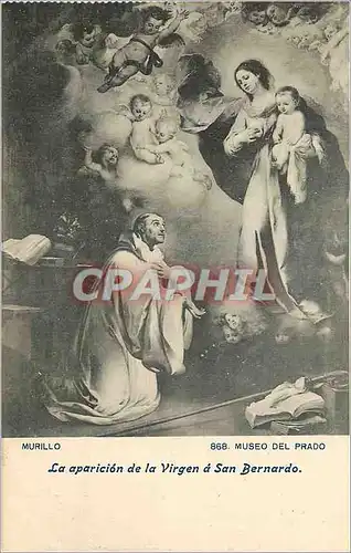 Cartes postales Murillo 868 museo del prado la aparicion de la virgen a san bernardo