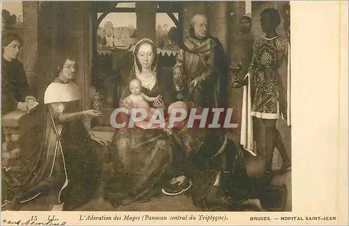 Cartes postales 15 l adoration des mages(panneau central du triptyque) bruges hopital saint jean