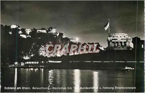 Cartes postales moderne Koblenz am Rhein Beleuchtung Deutsches Eck Festung Ehrenbreitstein