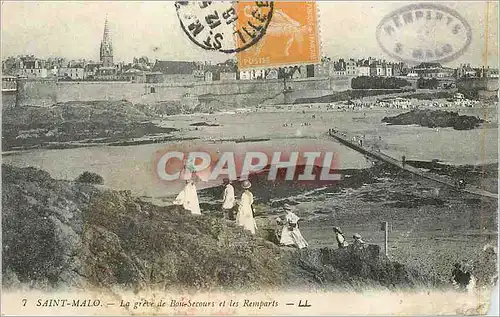 Ansichtskarte AK Saint Malo La Greve de Bon Secours et les Remparts