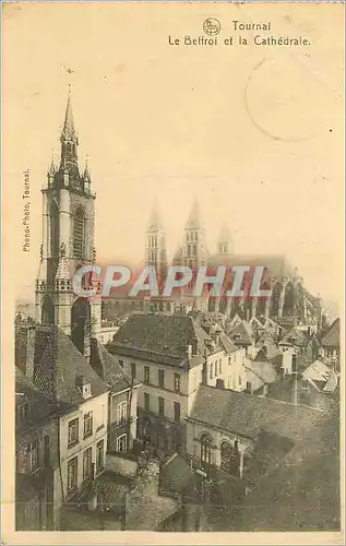 Cartes postales Tournai Le Beffroi et La Cathedrale