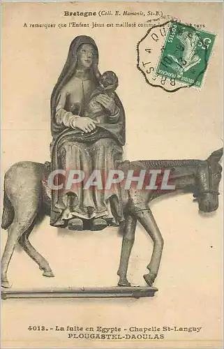 Cartes postales Bretagne (Coll E Hamonie St ) La Fuite en Egypte Chapelle St Languy Plougastel Daoulas Ane Donke