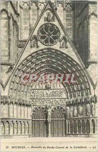 Cartes postales Bourges Ensemble du Porche Central de la Cathedrale
