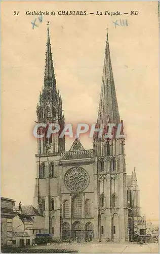 Cartes postales Cathedrale de Chartres La Facade