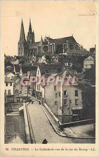 Cartes postales Chartres La Cathedrale Vue de la Rue Bourg