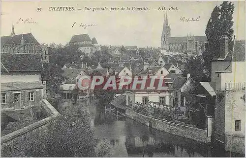 Ansichtskarte AK Cathedrale Vue Generale prise de la Courtille Chartres