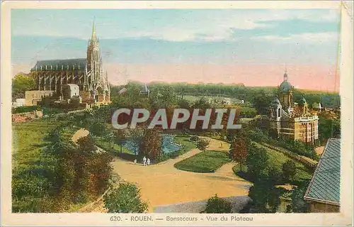 Cartes postales Rouen Bonsecours Vue du Plateau