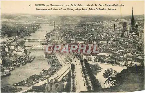 Cartes postales Rouen Panorama et Vue de la Seine Pris de la Cote Sainte Caherien