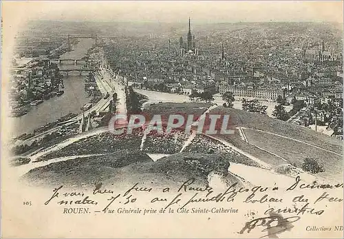 Cartes postales Rouen Vue Generale Prise de la Cote Sainte Catherine