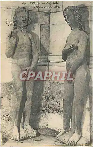 Cartes postales Rouen Cathedrale Adam et Eve Statue du XVe Siecle